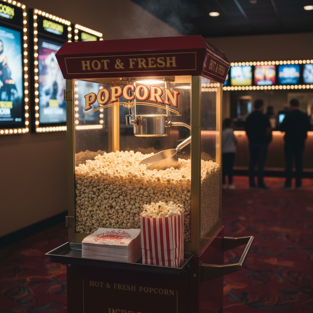 a popcorn machine at movies